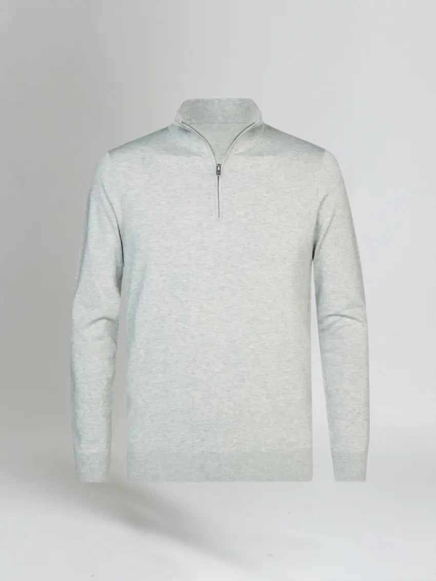 Essential Half Zip Sweater - Lichtgrijs