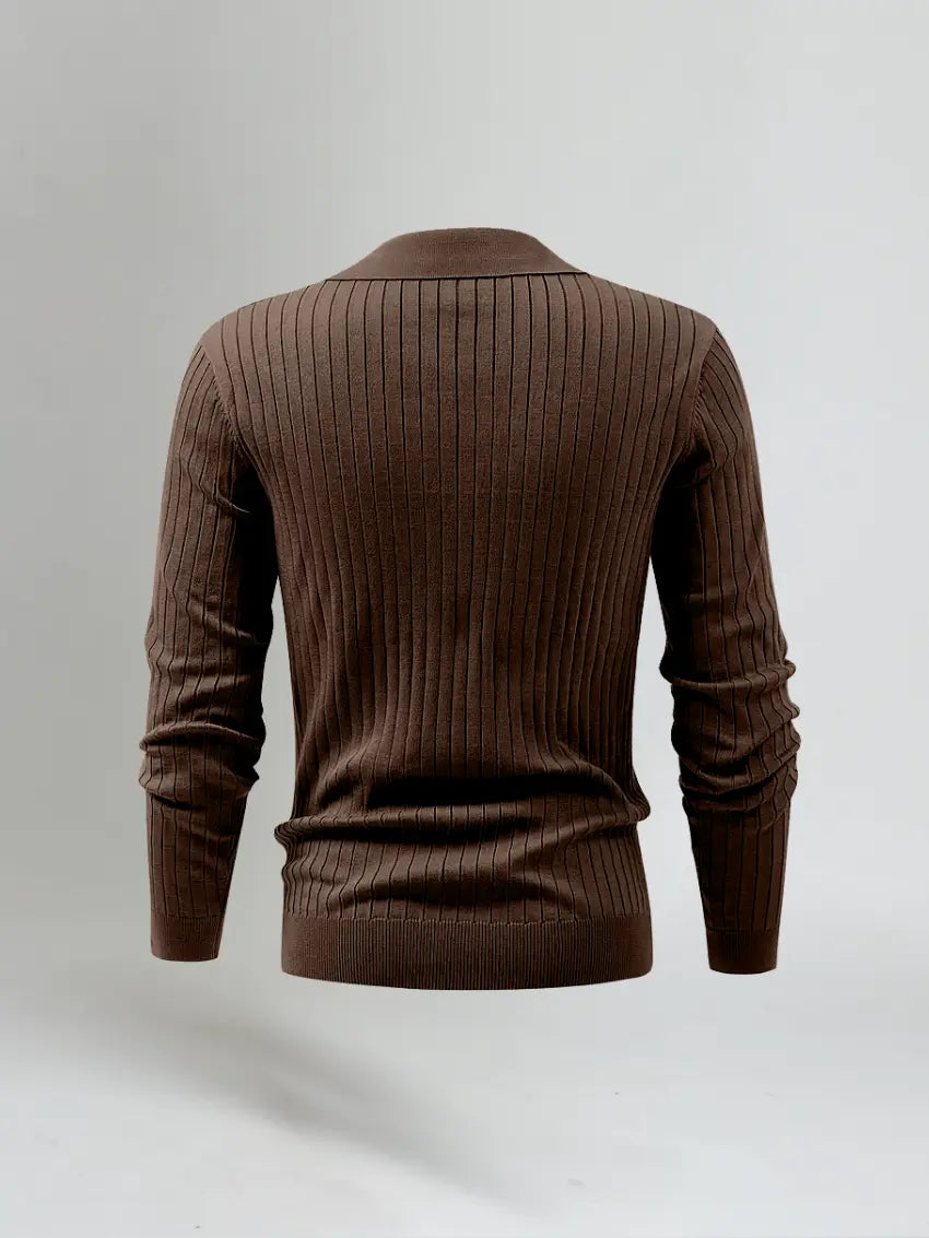 Gestreepte Polo Met Lange Mouwen - Bruin