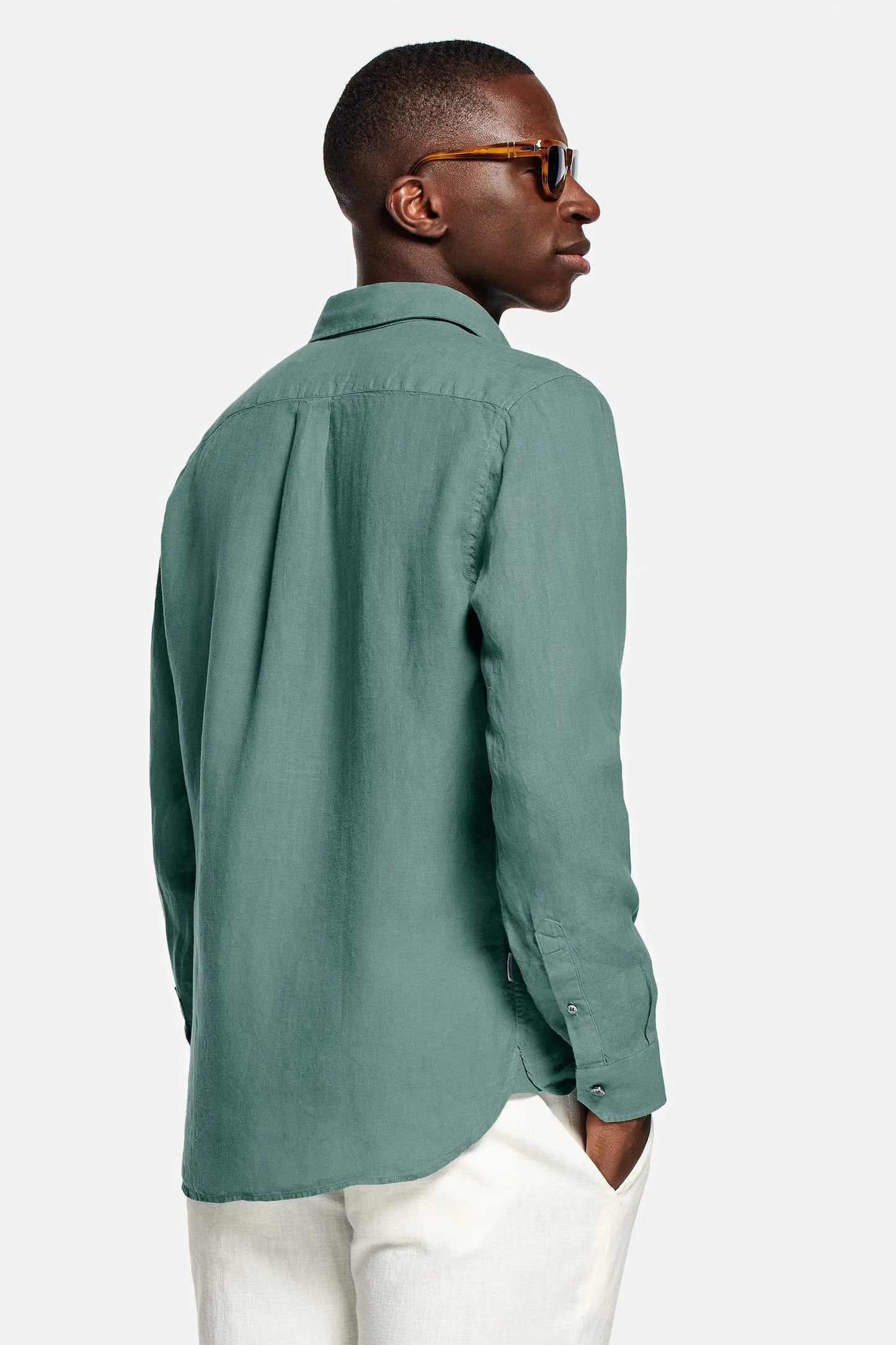 Valente - Olijfgroen linnen overhemd