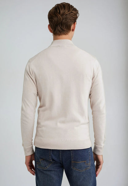 Full Zip Sweater - Beige