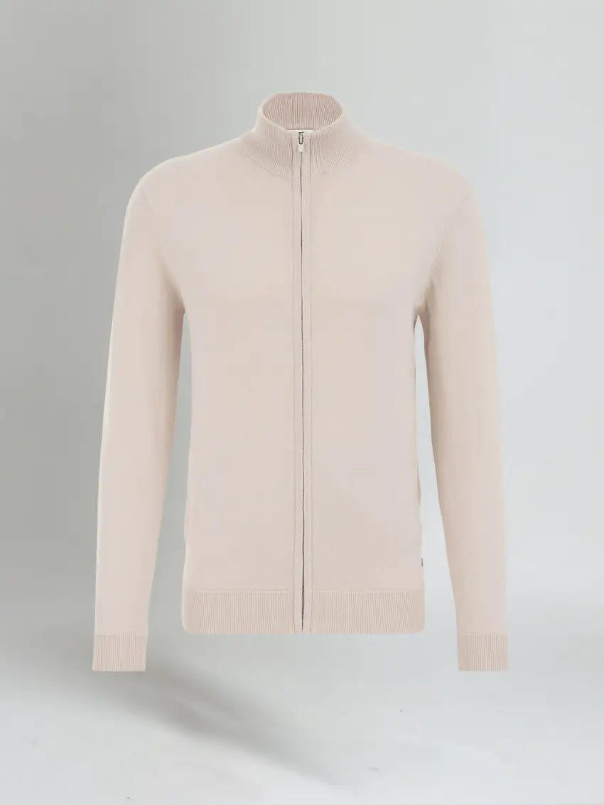 Full Zip Sweater - Beige