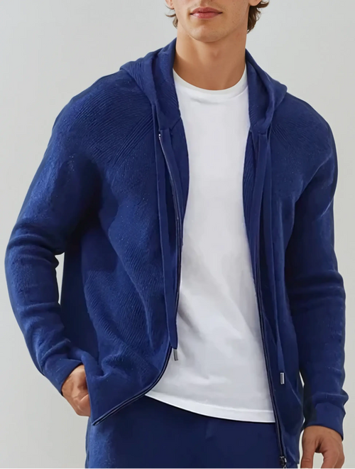 Cashmere Knit Zip Vest - Intens Blauw