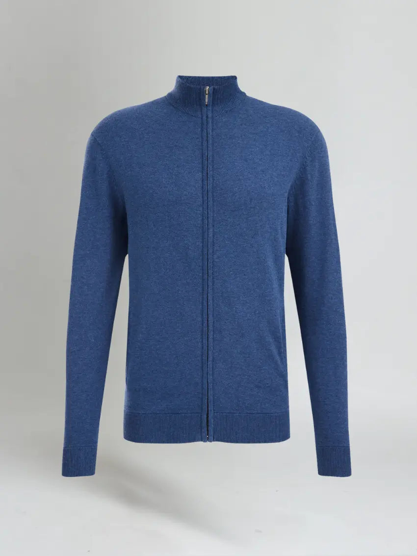 Full Zip Sweater - Blauw