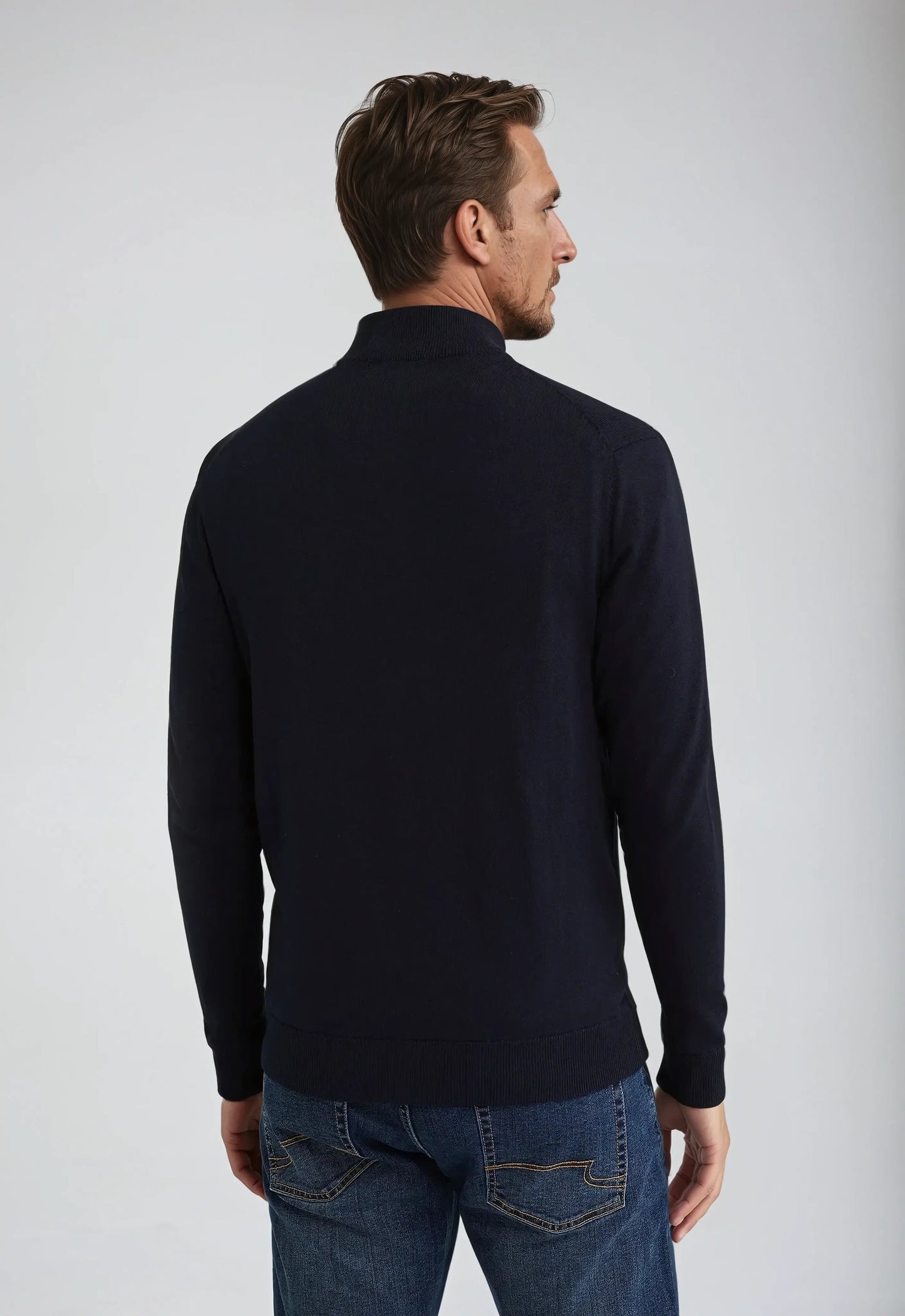 Full Zip Sweater - Marineblauw