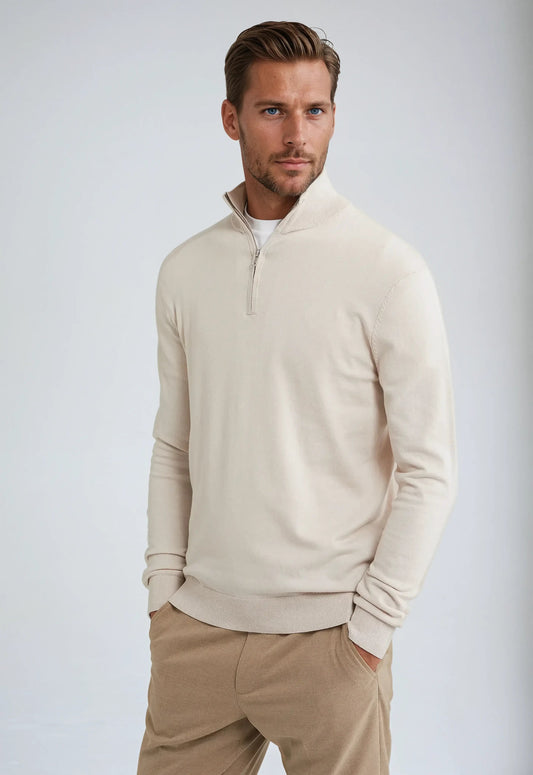 Essential Half Zip Sweater - Beige