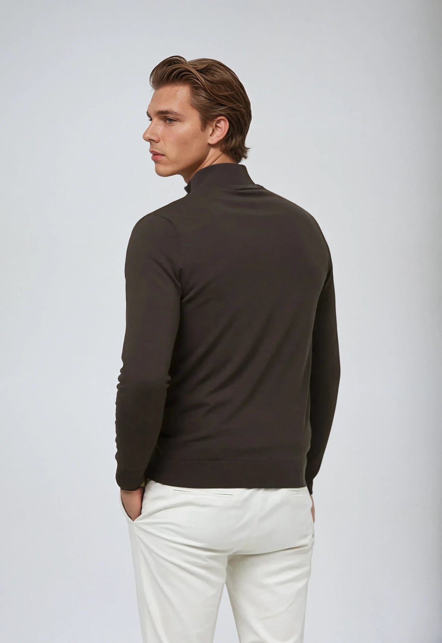 Essential Half Zip Sweater - Donkerbruin