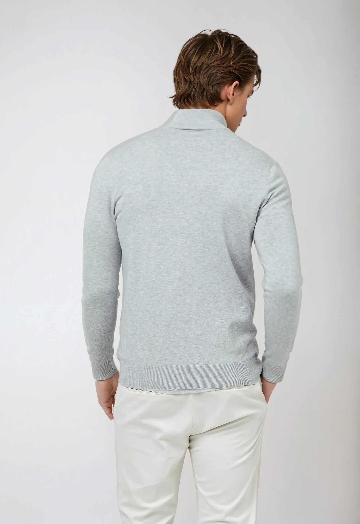 Essential Half Zip Sweater - Lichtgrijs