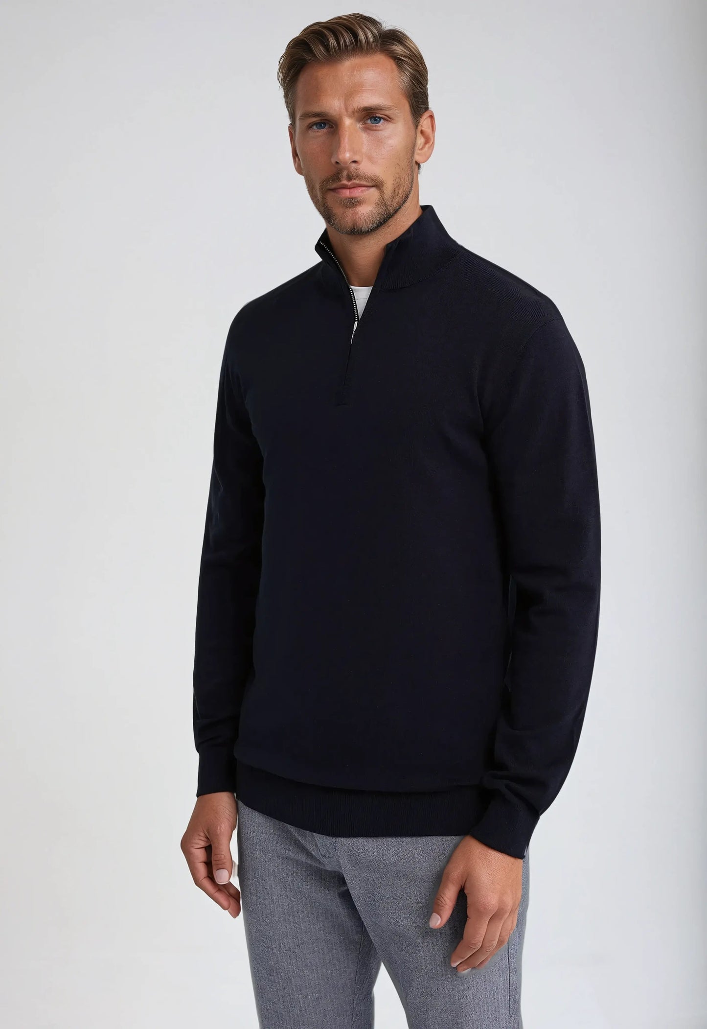 Essential Half Zip Sweater - Marineblauw