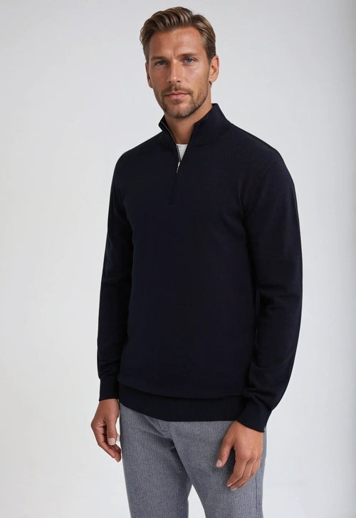 Essential Half Zip Sweater - Marineblauw