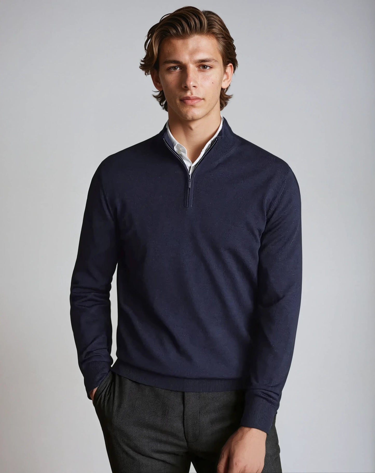 Essential Half Zip Sweater - Marineblauw