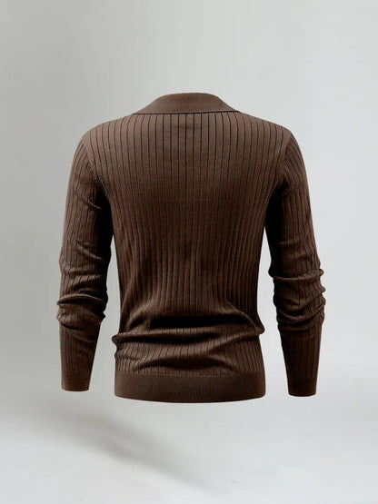 Gestreepte Polo Met Lange Mouwen - Bruin