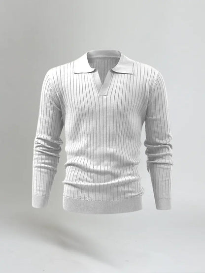 Gestreepte Polo Met Lange Mouwen - Wit