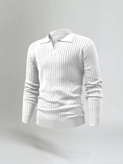 Gestreepte Polo Met Lange Mouwen - Wit