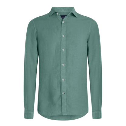 Valente - Olijfgroen linnen overhemd