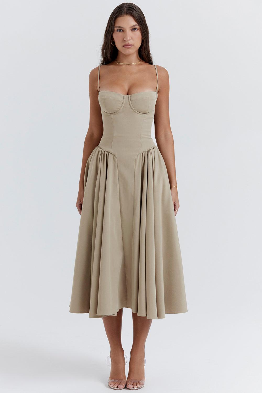 VALENTE® | TWILL KORSET MIDI JURK