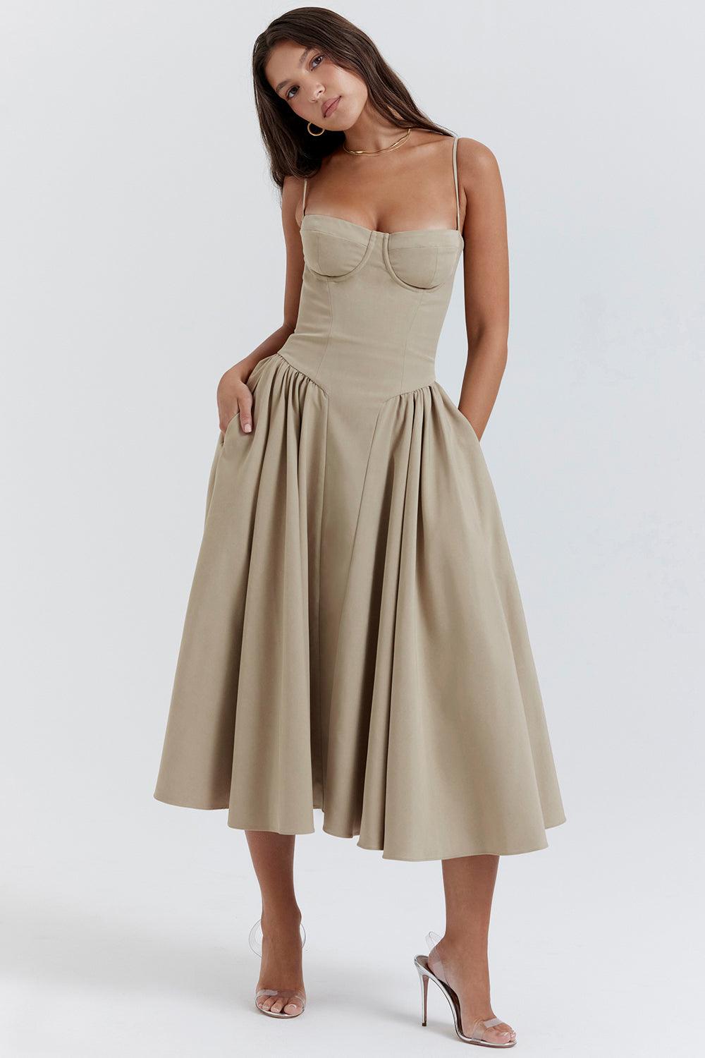 VALENTE® | TWILL KORSET MIDI JURK